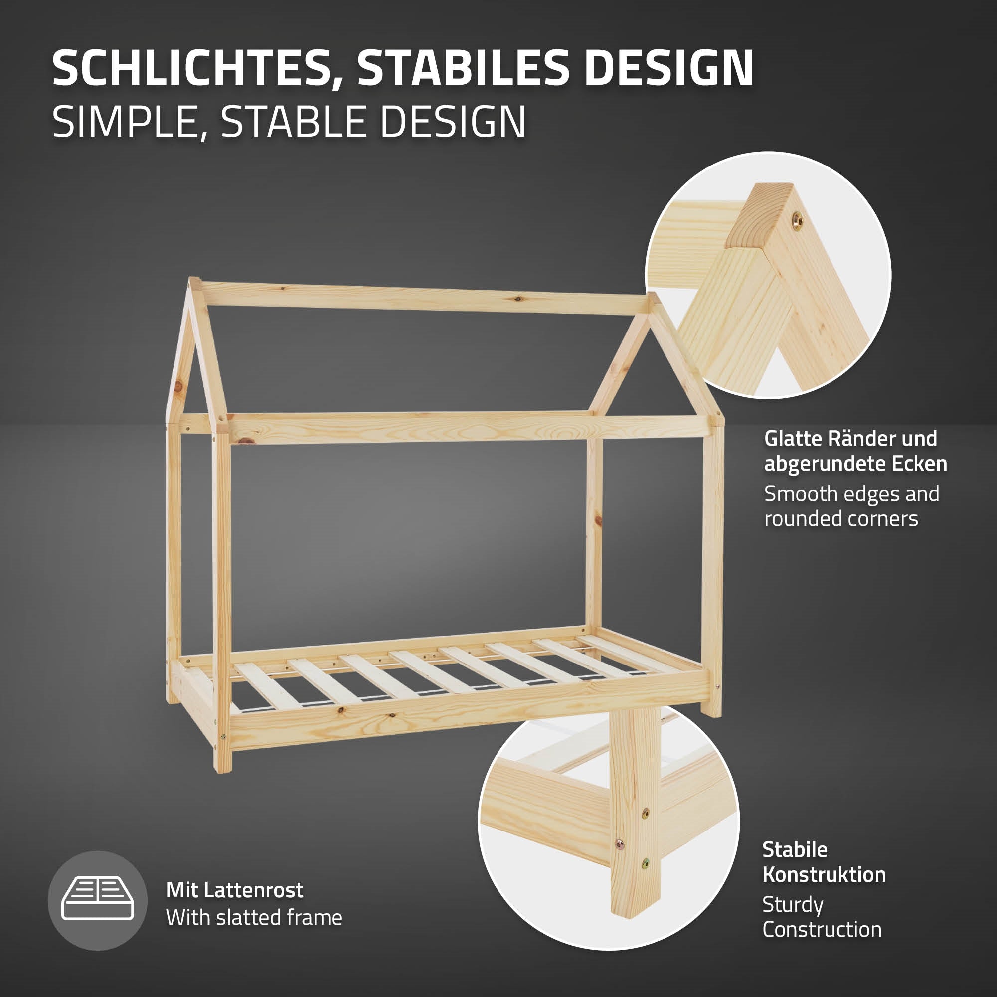 Cadre en bois avec un design simple et stable et des bords lisses.