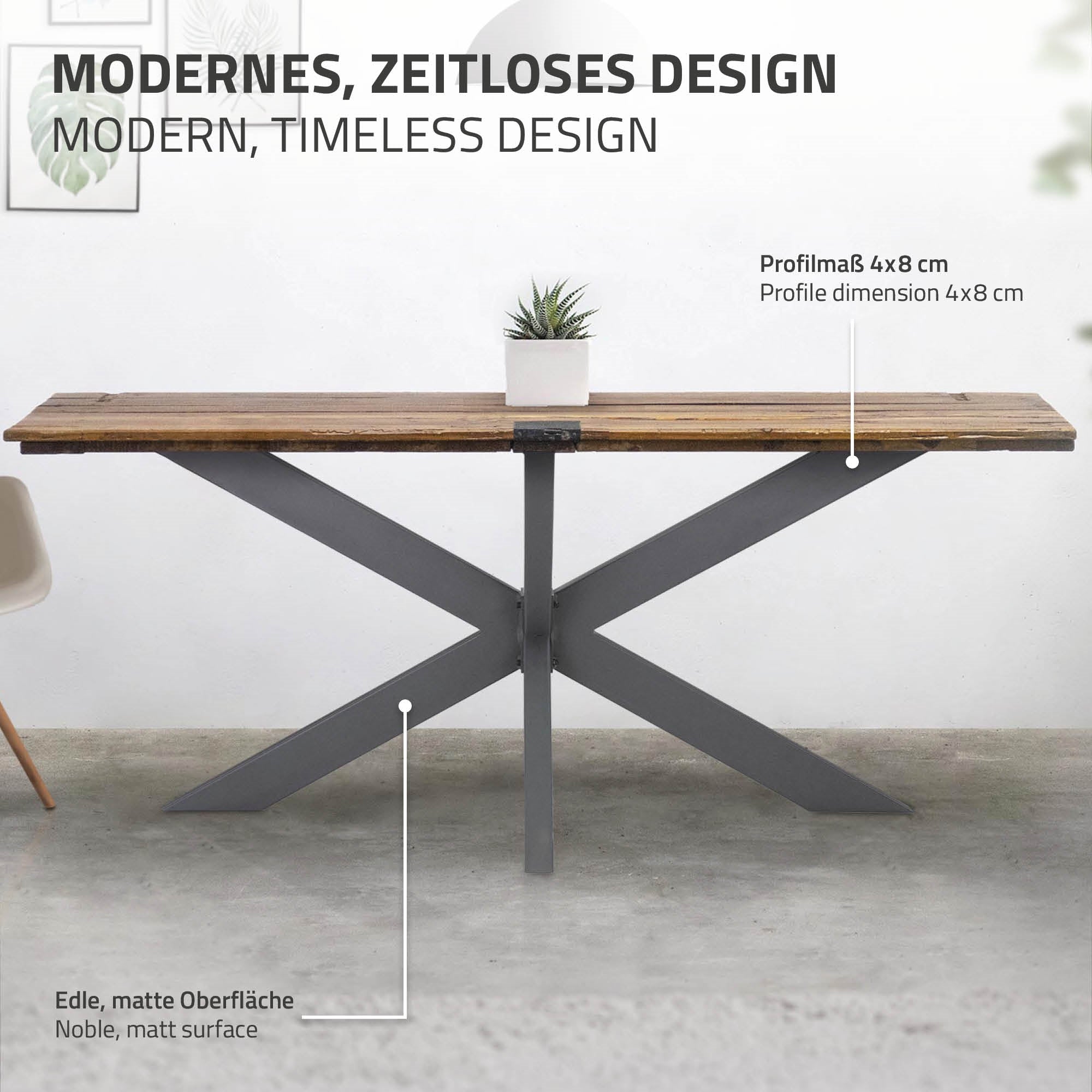 Bord med moderne design og elegant, mat overflade.