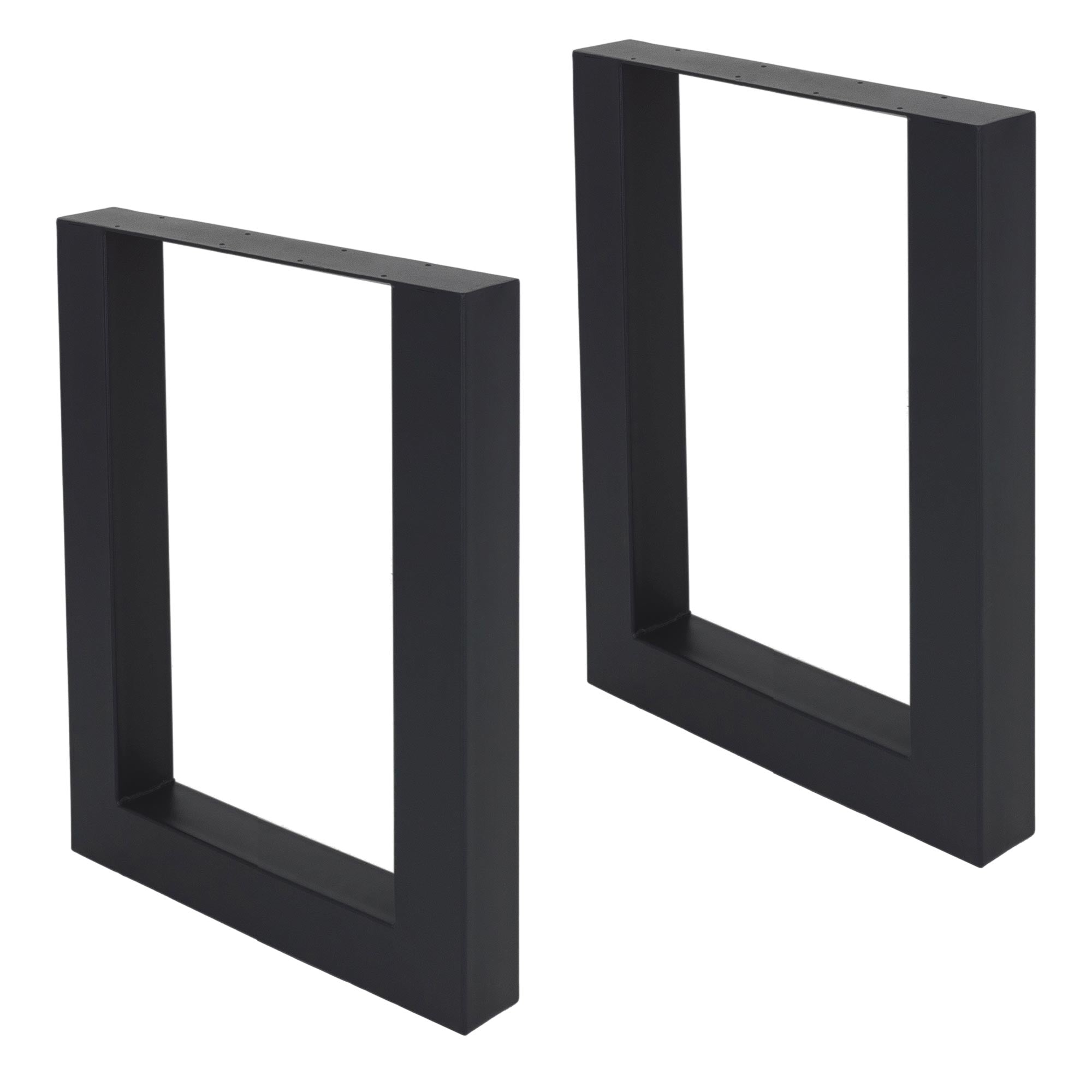 Zwei schwarze Metallrahmen in rechteckiger Form auf weißem Hintergrund.