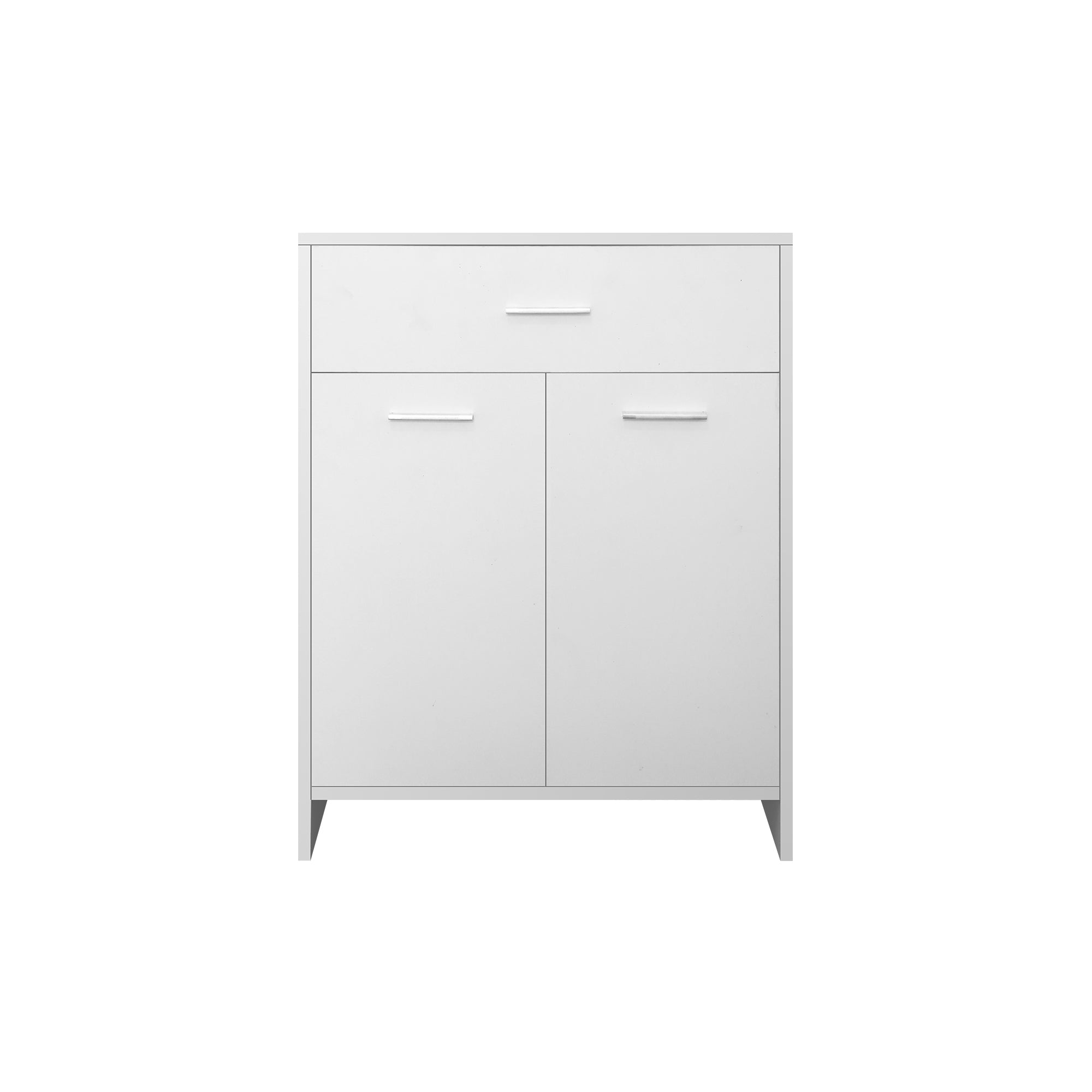 Armadio bianco con due cassetti e due porte.