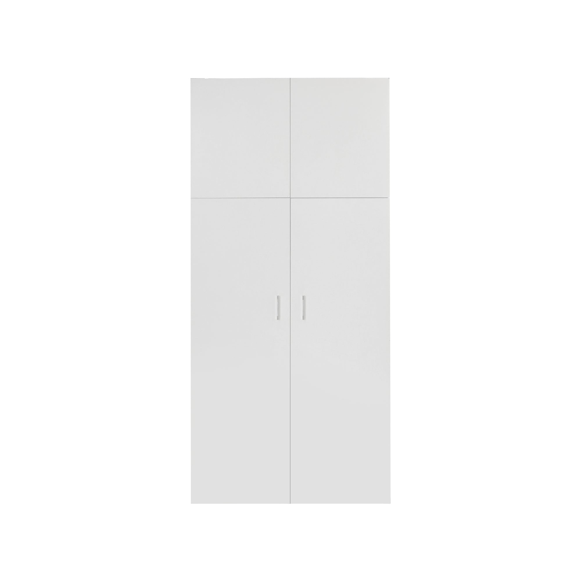 Armoire haute blanche avec deux portes et deux compartiments.