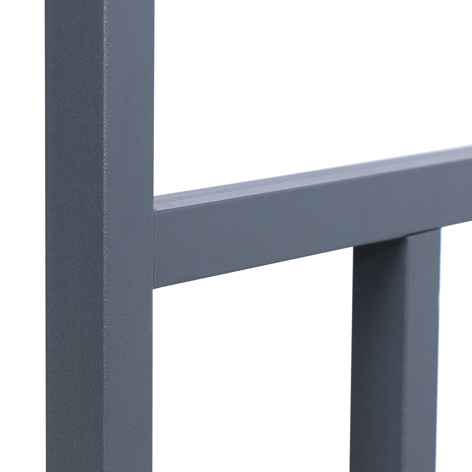 Close-up of a sturdy metal frame of a table.