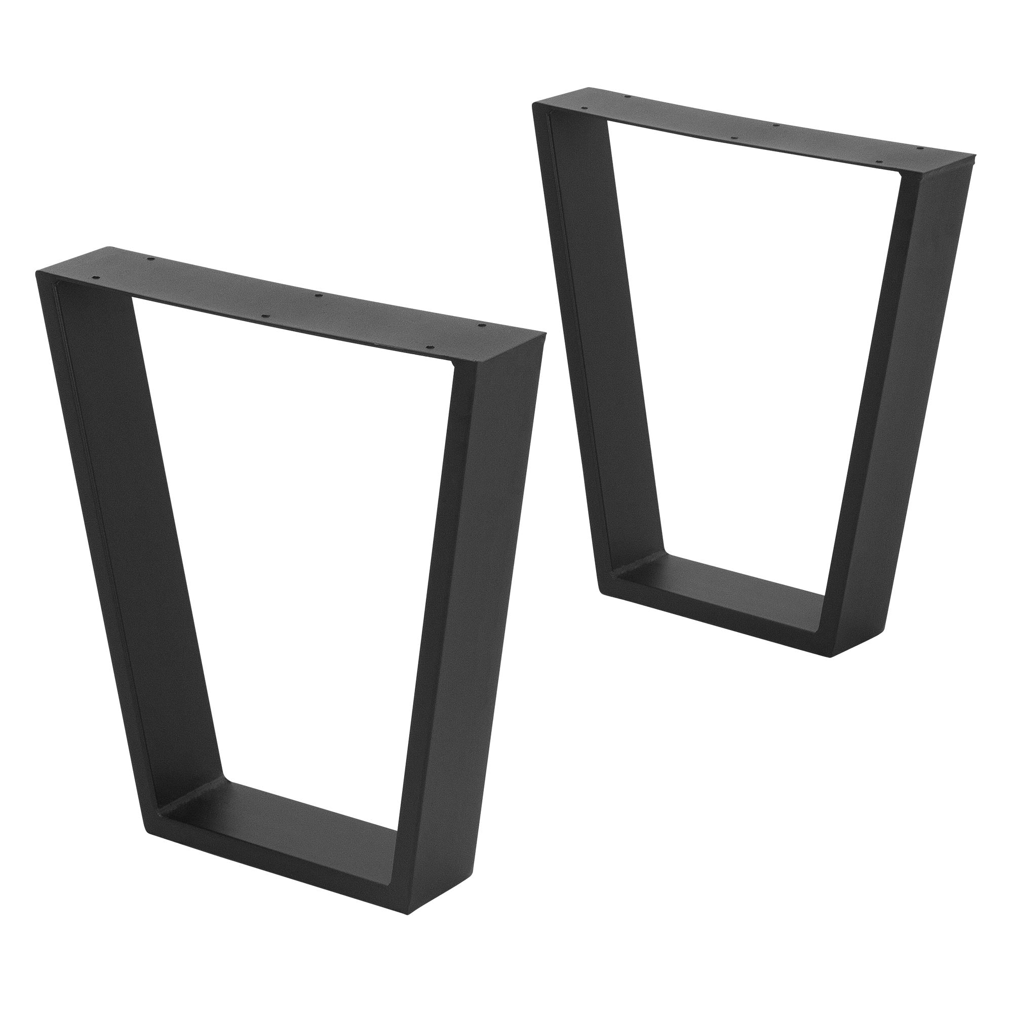 To sorte, rektangulære metalrammer står ved siden af hinanden.