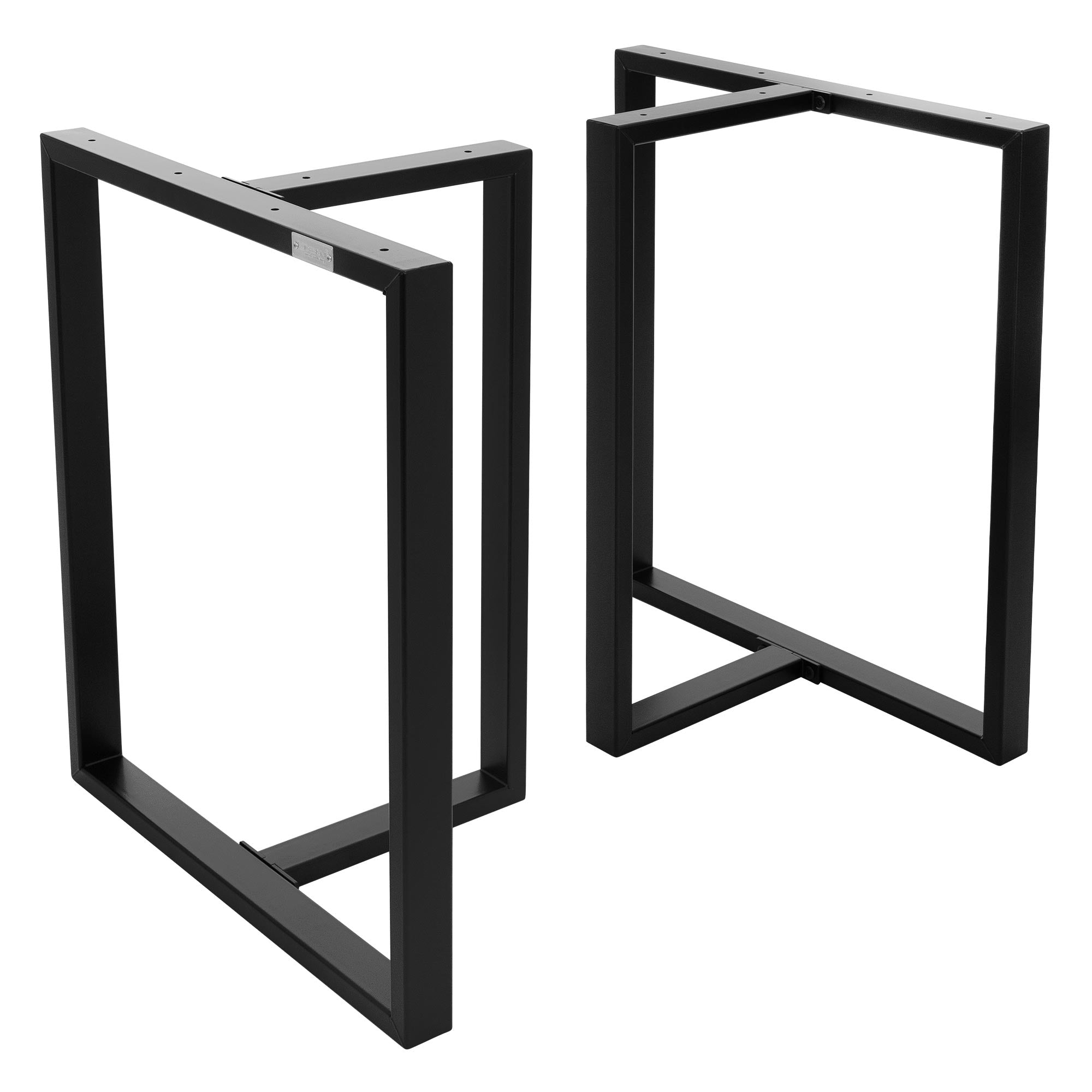 Zwei schwarze Tischgestelle in einem klaren, modernen Design.