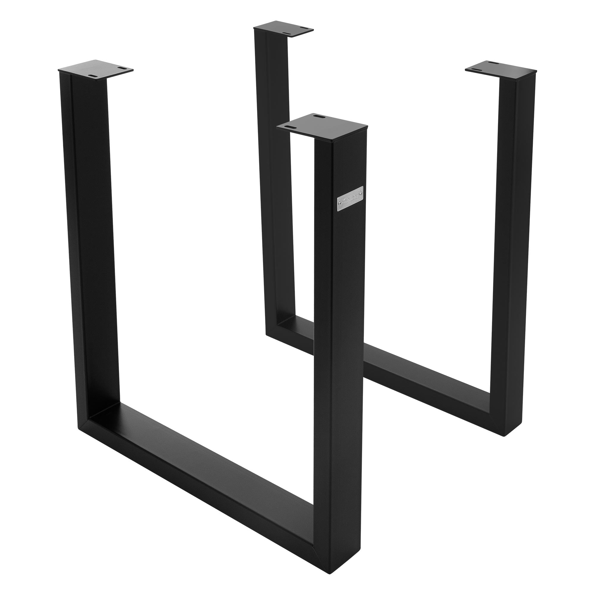 Dos patas de mesa negras en forma de U sin tablero.