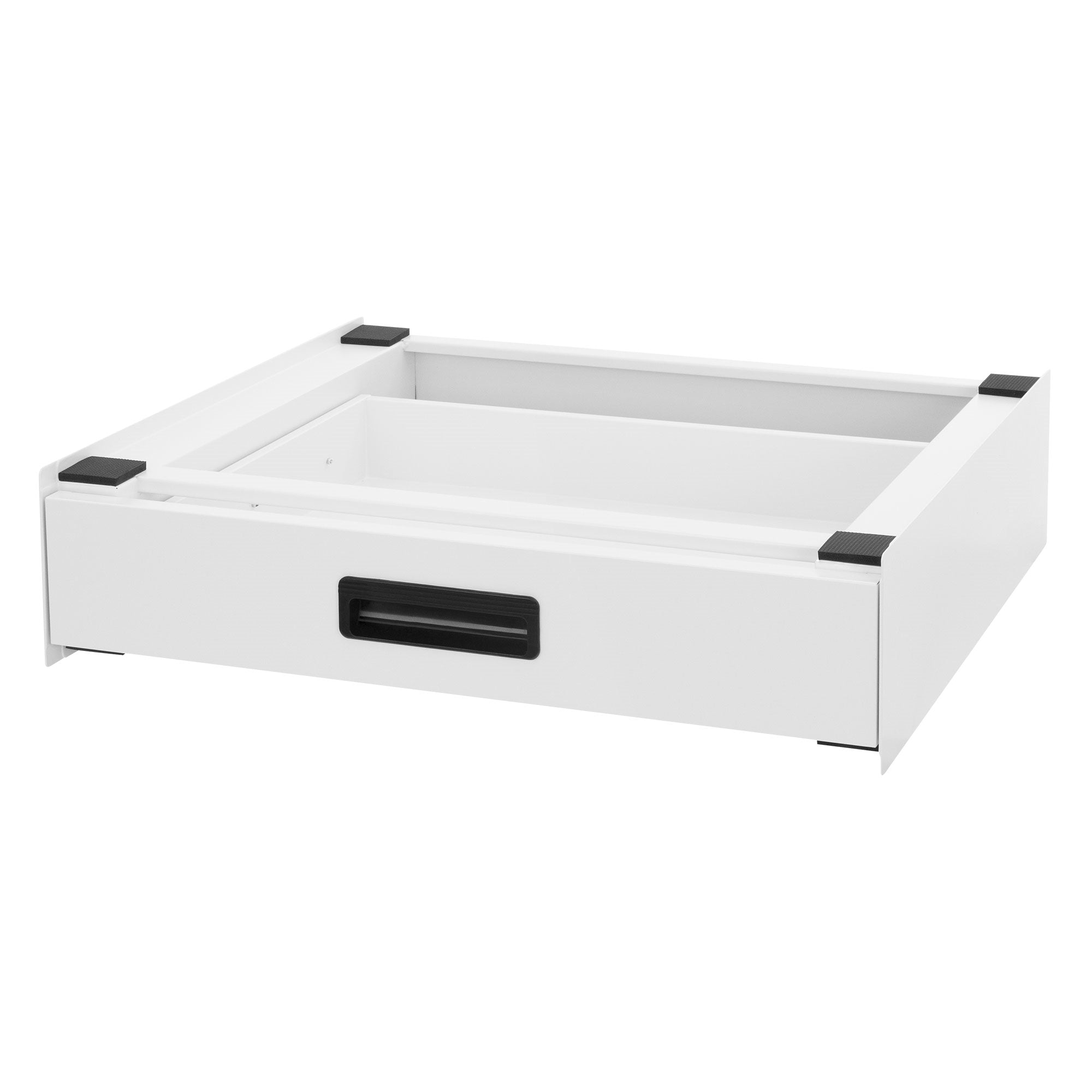 Witte lade-inzet zonder inhoud, met zwarte handgreep.