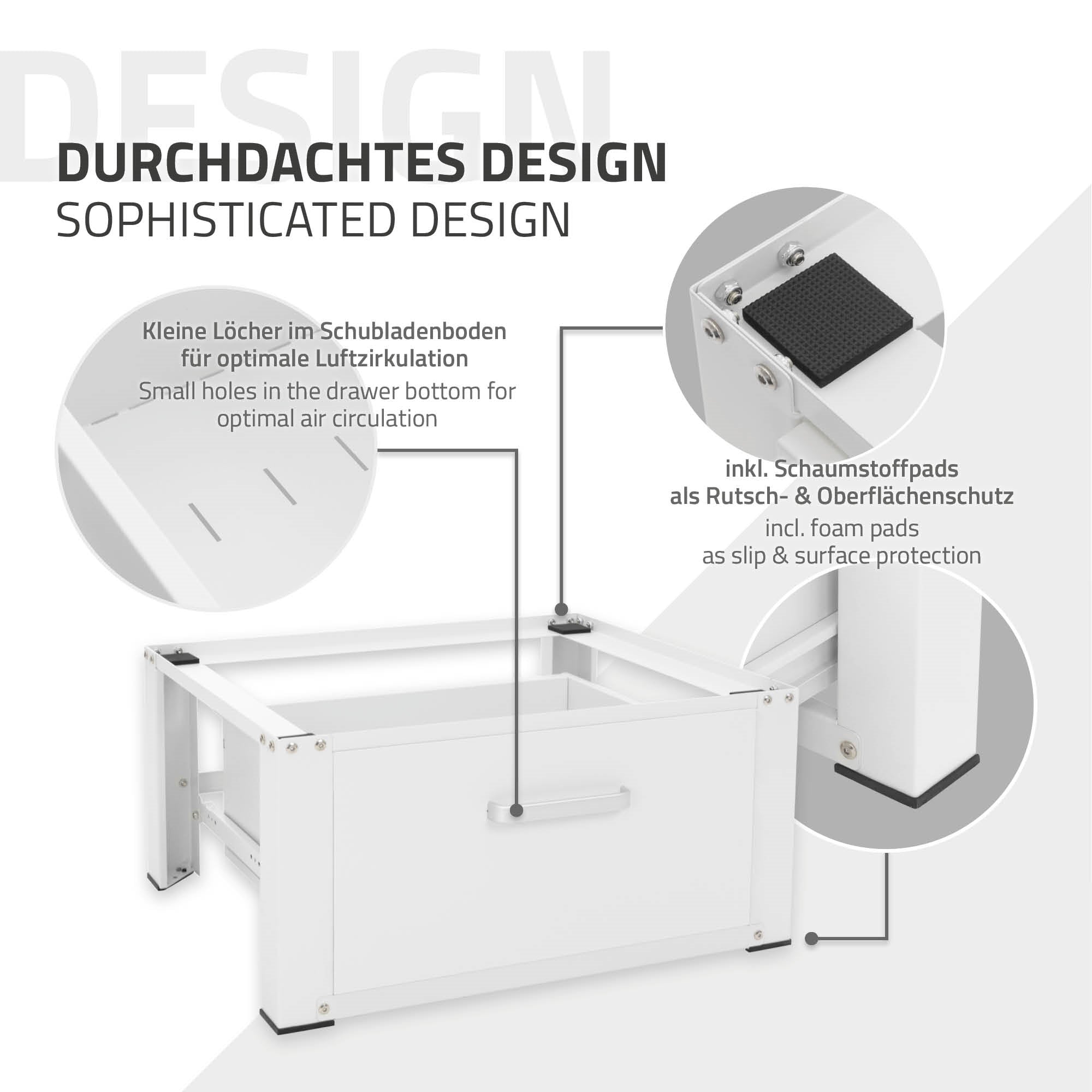 Grafik med beskrivelse af et gennemtænkt design og luftcirkulation.