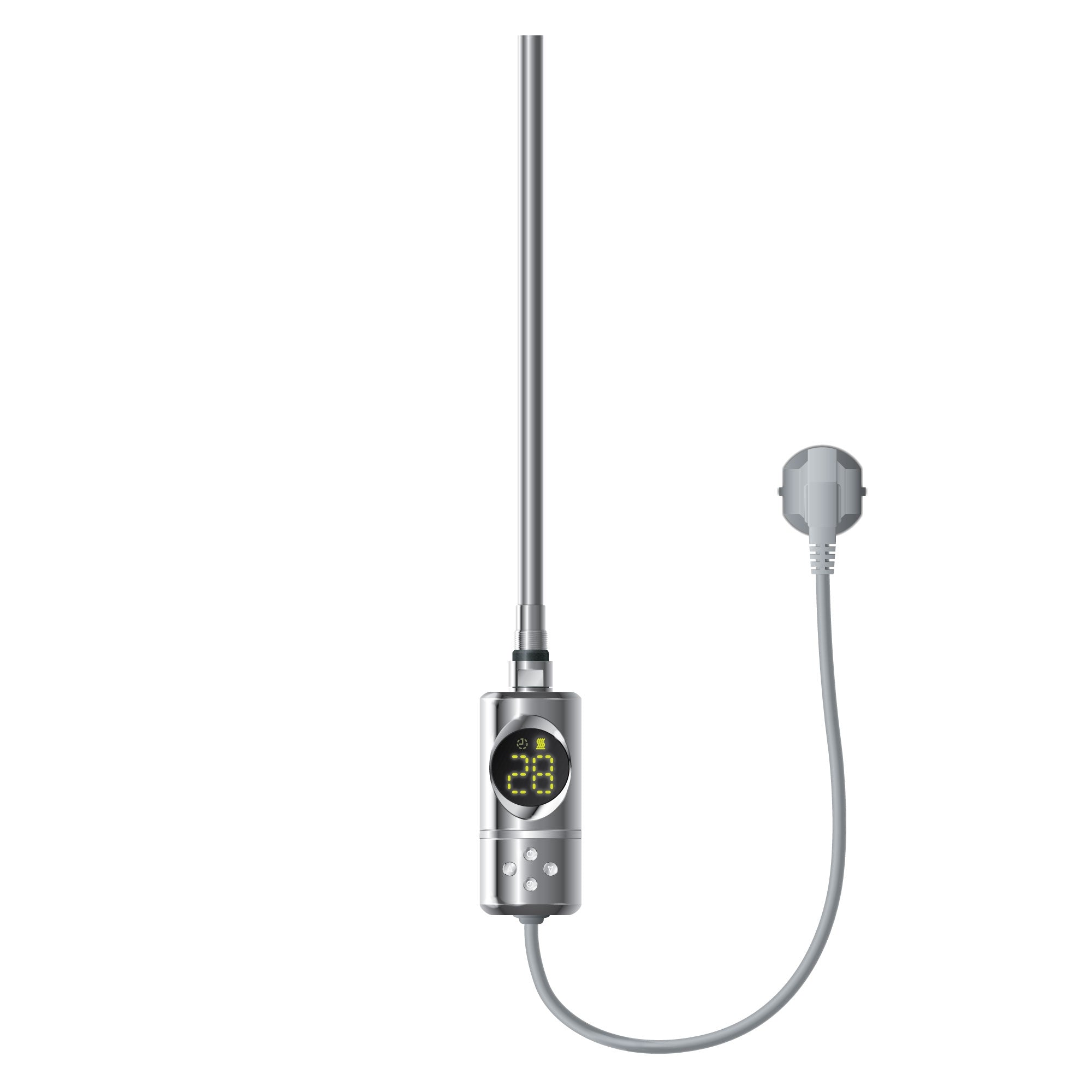 Technisches Gerät mit Display und Kabel, frontal abgebildet.