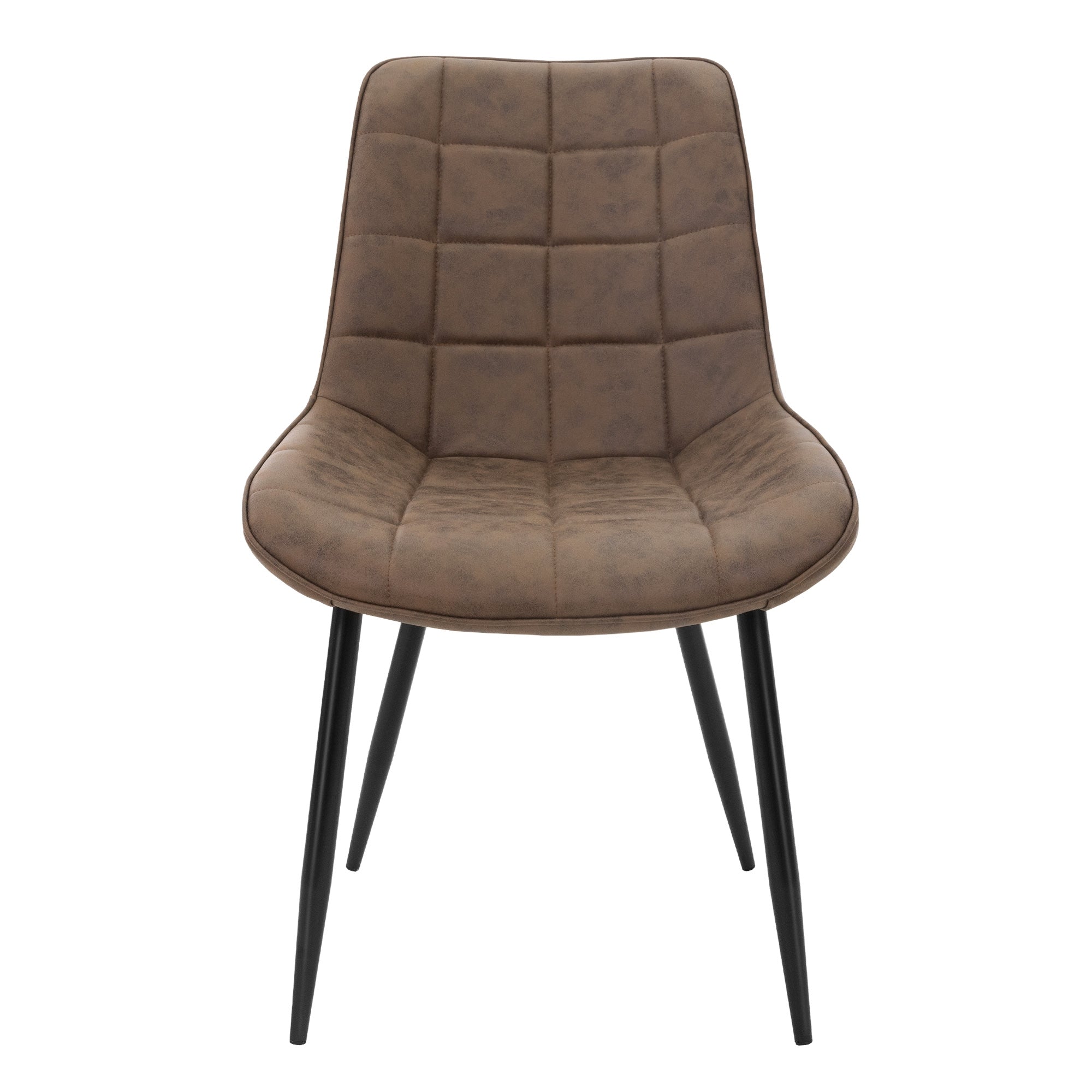 Chaise brune avec assise et dossier rembourrés.