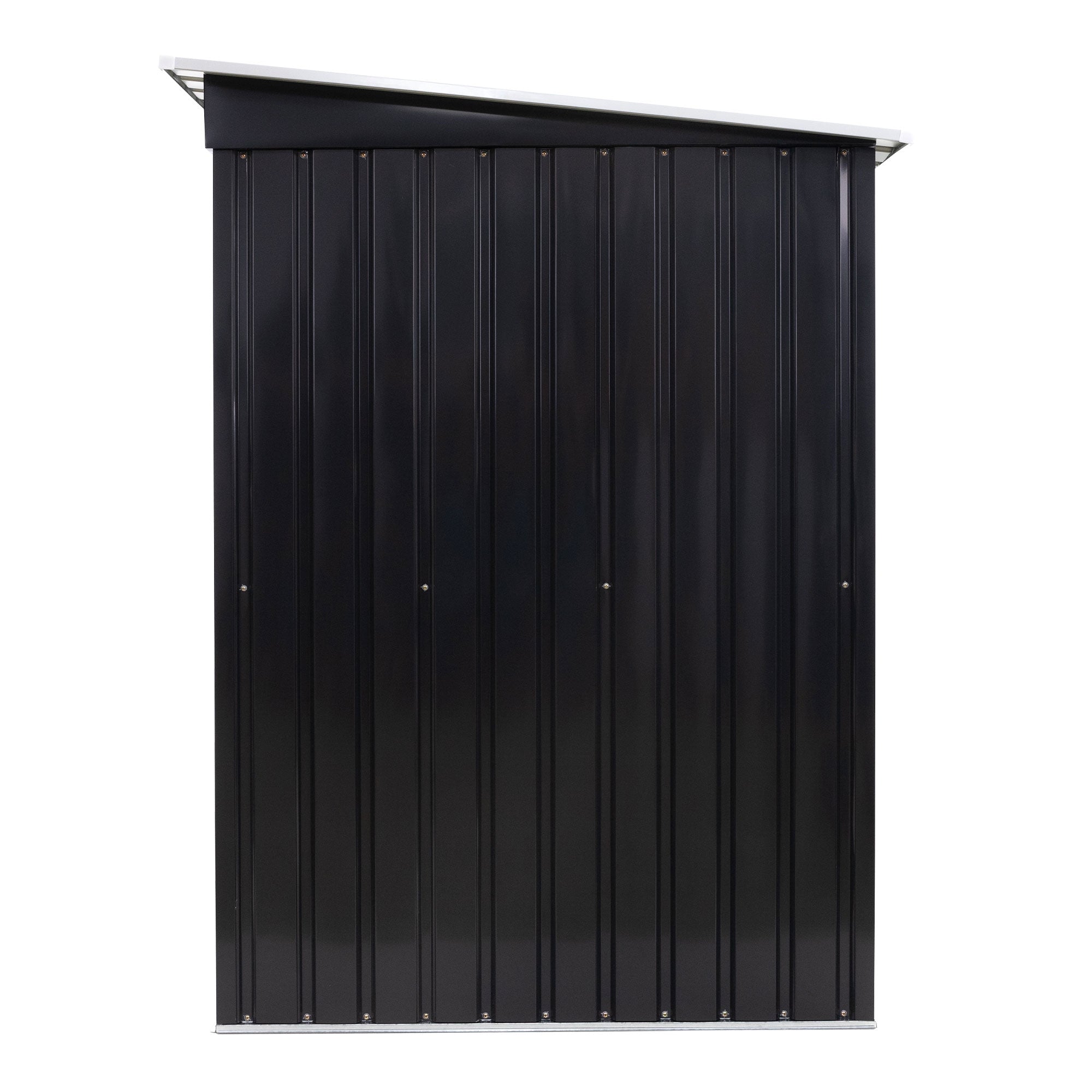 Mur en métal noir avec des panneaux verticaux.