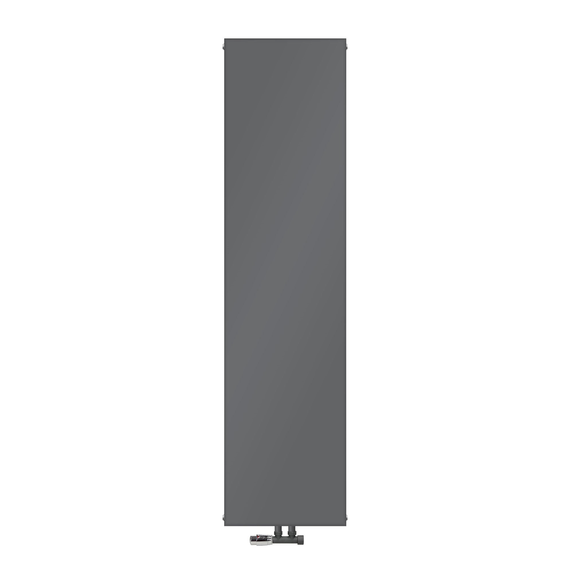 Radiateur anthracite avec orientation verticale.