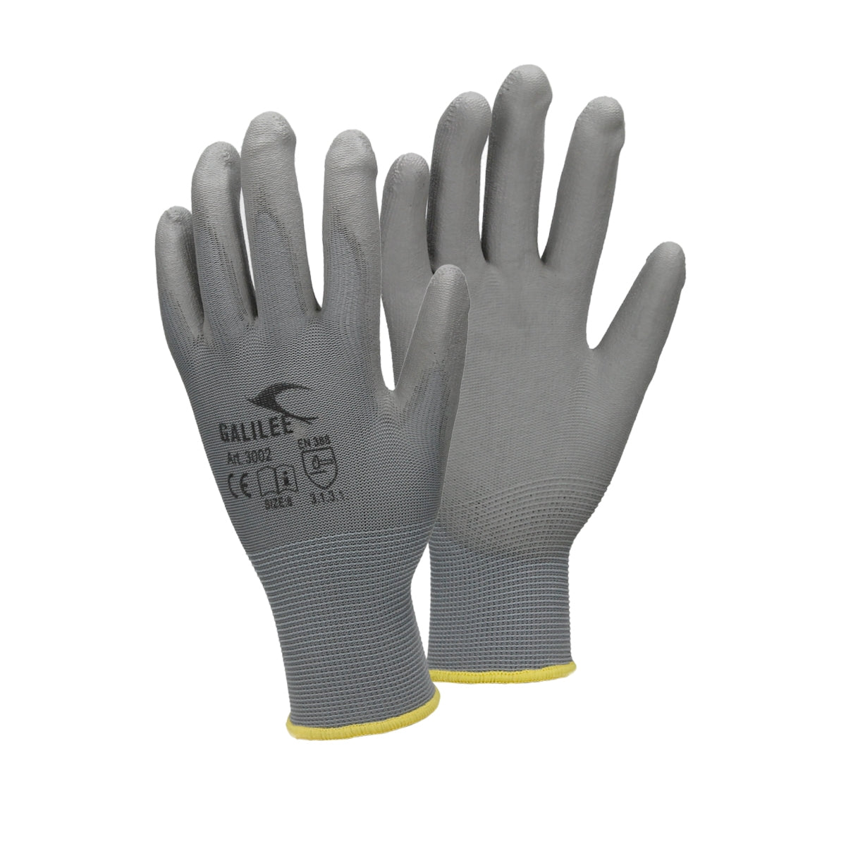 Grijze mechanic handschoenen in maat M, met gele manchette.