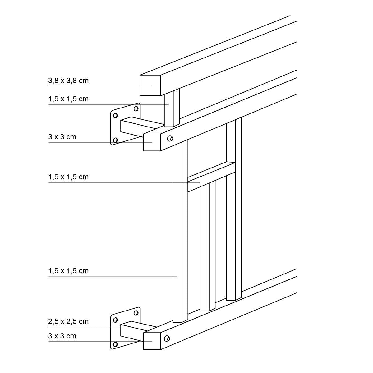 Disegno tecnico con misure per diverse spessori di tubi.
