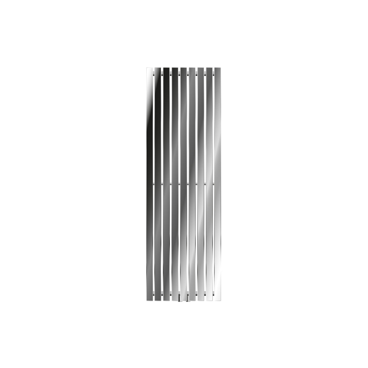 Radiateurs chromés hauts avec lamelles verticales.