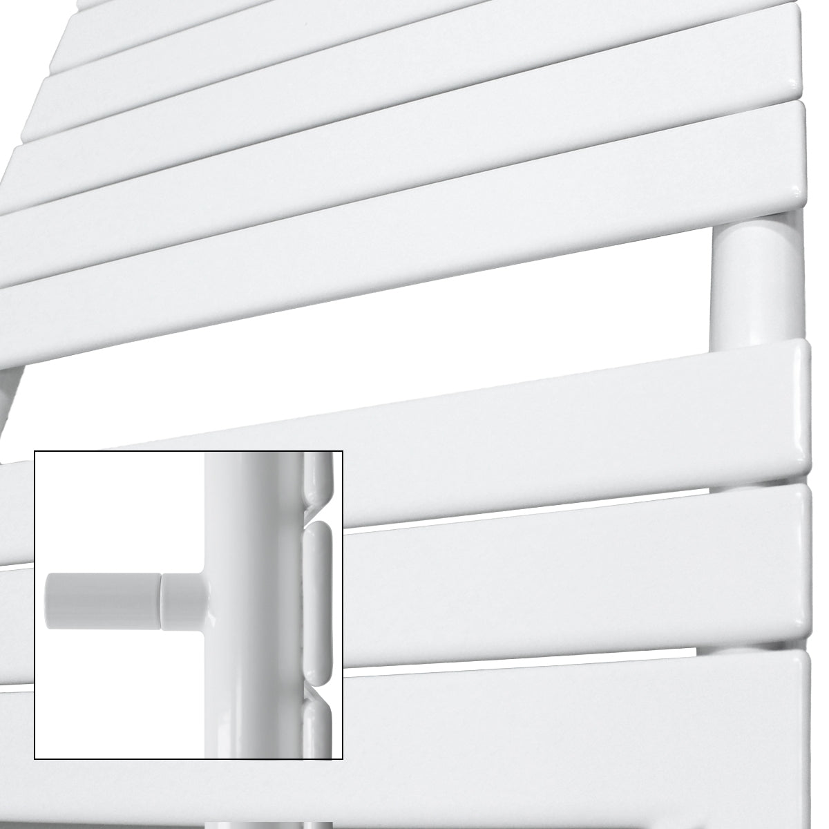 Primo piano di un mobile bianco a strisce.