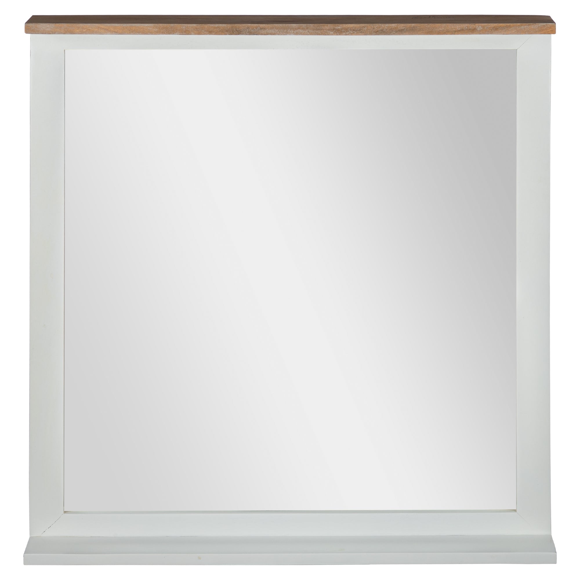 Spiegel met houten frame, rechthoekig, reflecteert geen beeld.